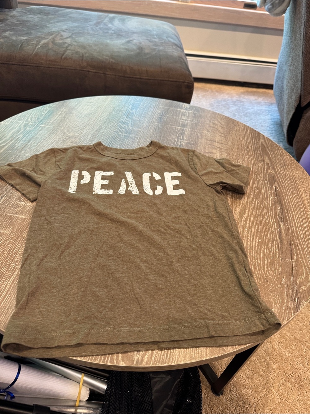 Chaser Kids' Olive Graphic 'PEACE' Tee - White Print